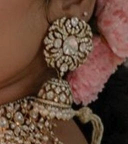 Polki Jhumkas 925 silver jewelry 22k gold plated - SHABURIS