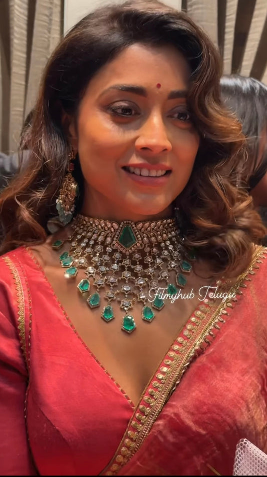 Shriya necklace diamond necklace 925 silver jewelry 22k gold plated - SHABURIS