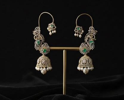 Diamond earcuffs cocktail earrings Polki Earrings silver Earrings 925 silver jewelry - SHABURIS