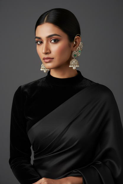 Diamond earcuffs cocktail earrings Polki Earrings silver Earrings 925 silver jewelry - SHABURIS