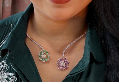 Cocktail necklace wedding jewelry silver necklace 925 silver with 22k gold plated - SHABURIS