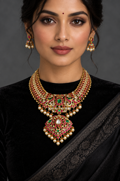 Kundan Necklace Bridal necklace Polki Necklace Diamond Necklace Bridal necklace 925 silver jewelry Silver Necklace Cocktail Necklace - SHABURIS