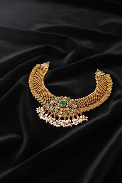 Jilebi necklace statement jewelry silver necklace 925 silver with 22k gold plated - SHABURIS