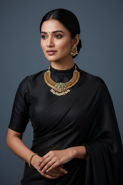 Jilebi necklace statement jewelry silver necklace 925 silver with 22k gold plated - SHABURIS