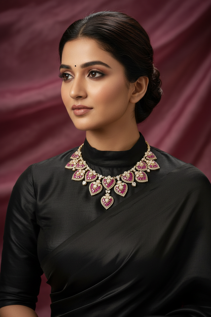 Statement Polki necklace 925 silver jewelry 22k gold plated - SHABURIS