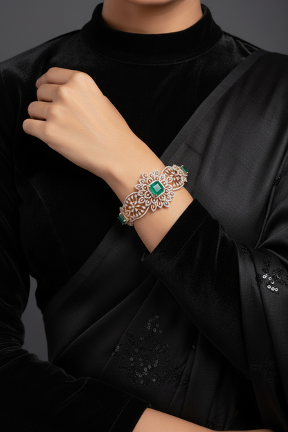 emerald Bangles - Diamond Bangles - 925 Silver Jewelry - 22ct Gold Plated - CZ Bangles - South indian diamond Bangles design