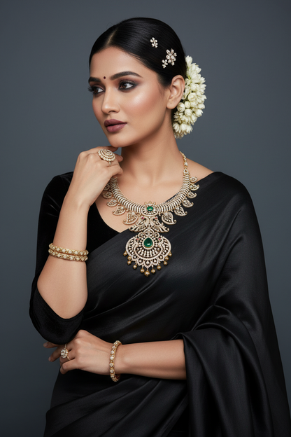 Mango mala necklace 925 silver jewelry 22k gold plated - SHABURIS