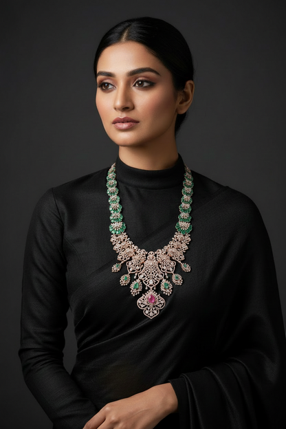 Diamond Necklace Polki necklace 925 silver jewelry 22k gold plated - SHABURIS