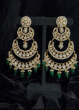 Chandbalis Polki jhumkas antique studs diamond studs - 925 silver Jewelry , South Indian Jewelry,bridal choker,Indian Wedding Jewelry,pure Silver indian jewelry - SHABURIS