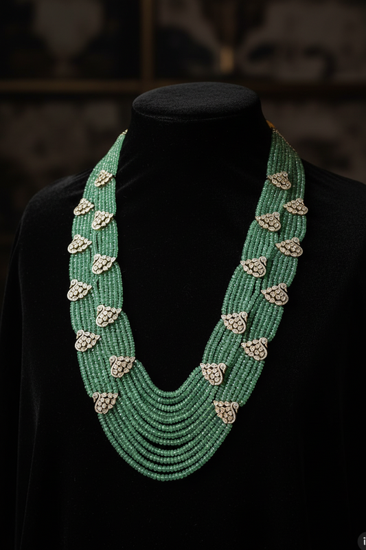 Emarald necklace statement jewelry silver necklace 925 silver with 22k gold plated - SHABURIS