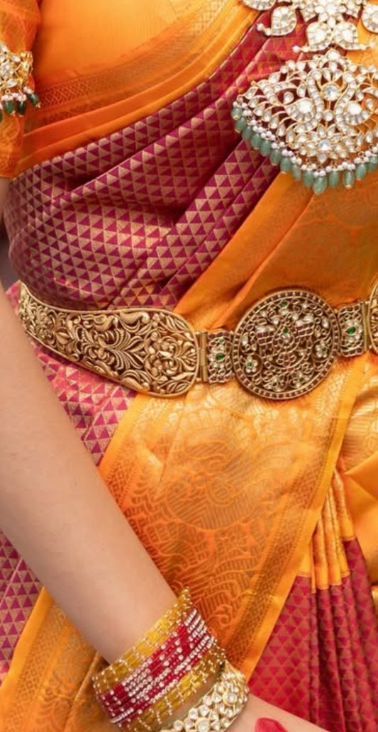 Nakshi Vaddanam,South Indian Jewelry,Vaddanam,Kids Vaddanam,hip chain,diamond vaddanam,pure Silver indian jewelry - NIHIRA - SHABURIS