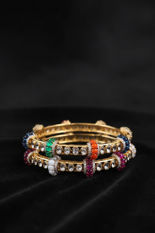 Navaratan Bangles diamond bangles,Pure Silver Jewellery 22kt gold jewelry -SHABURIS