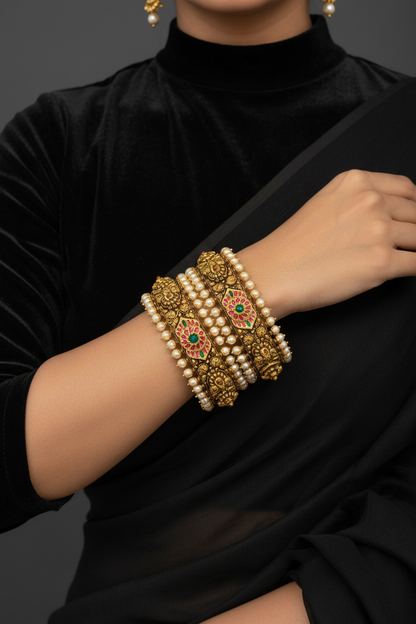 Nakshi Bangles antique gold bangles,Pure Silver Jewellery 22kt gold jewelry -SHABURIS