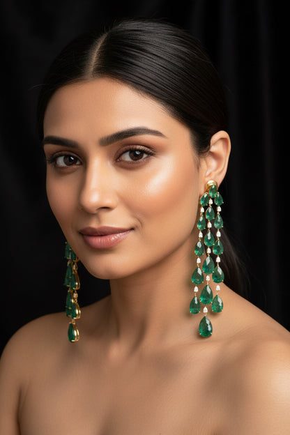 Cocktail Earrings | Big studs | Bridal Polki Earrings | Uncut Diamond Look Indian Jewelry | Wedding & Reception Ethnic Earrings | 925 silver earrings - SHABURIS