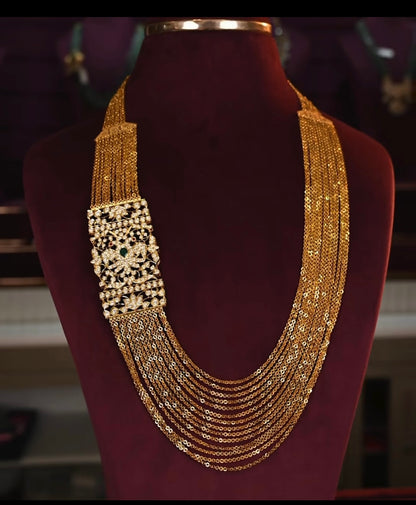 Chandraharam Diamond Necklace 925 silver jewelry 22k gold plated - SHABURIS
