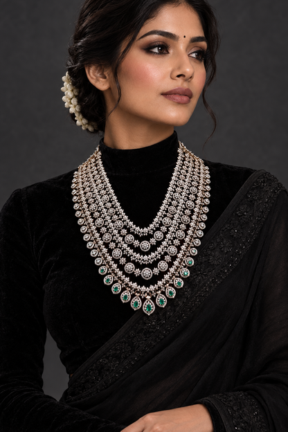 Diamond Panchlada necklace 925 silver jewelry 22k gold plated - SHABURIS