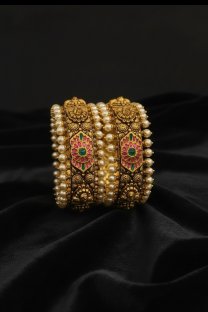 Nakshi Bangles antique gold bangles,Pure Silver Jewellery 22kt gold jewelry -SHABURIS