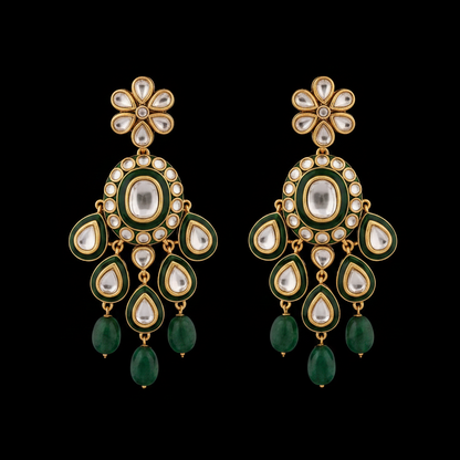 Polki necklace 925 silver jewelry 22k gold plated - SHABURIS