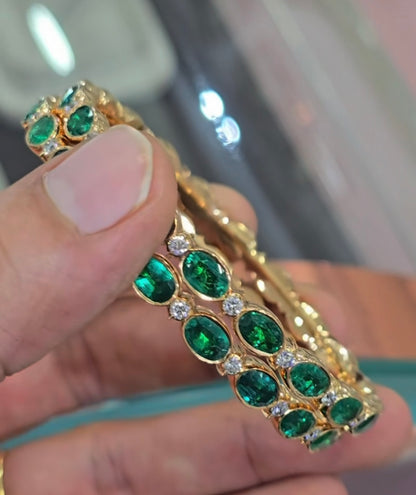 Diamond Bangles - 925 Silver Jewelry - 22ct Gold Plated - CZ Bangles - South indian diamond Bangles design