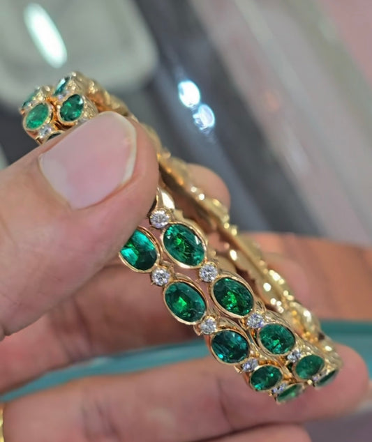 Diamond Bangles - 925 Silver Jewelry - 22ct Gold Plated - CZ Bangles - South indian diamond Bangles design