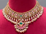 Guttapusalu Bridal necklace diamond Jewelry necklace Pearl necklace statement jewelry silver necklace 925 silver with 22k gold plated - SHABURIS