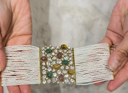 Bracelet converted to Necklace Polki necklace 925 silver jewelry 22k gold plated - SHABURIS