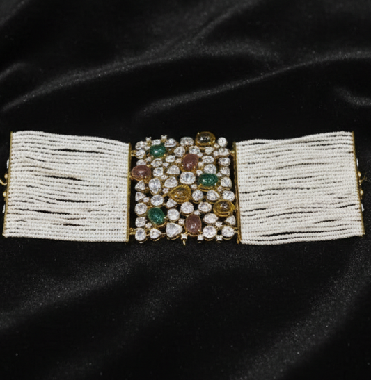 Bracelet converted to Necklace Polki necklace 925 silver jewelry 22k gold plated - SHABURIS