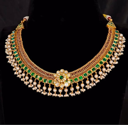 Jalebi necklace jilebi necklace mesh necklace wedding jewelry silver necklace 925 silver with 22k gold plated - SHABURIS