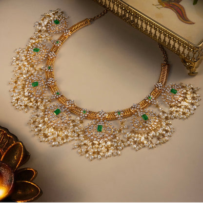 Jilebi necklace statement jewelry silver necklace 925 silver with 22k gold plated - SHABURIS