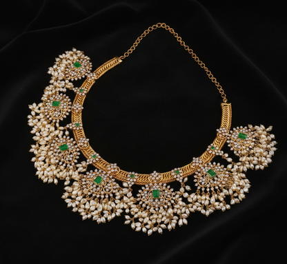 Jilebi necklace statement jewelry silver necklace 925 silver with 22k gold plated - SHABURIS