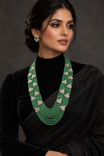 Emarald necklace statement jewelry silver necklace 925 silver with 22k gold plated - SHABURIS