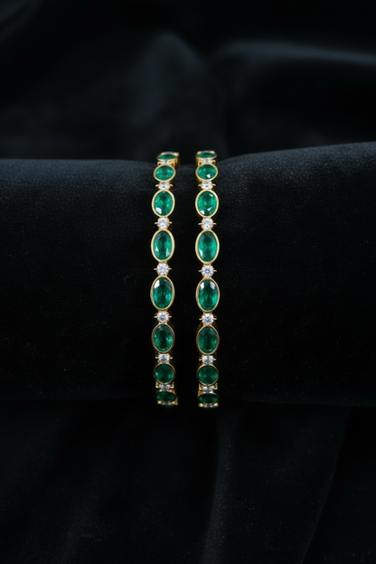 Diamond Bangles - 925 Silver Jewelry - 22ct Gold Plated - CZ Bangles - South indian diamond Bangles design
