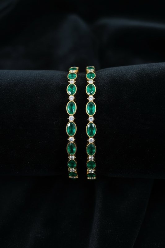Diamond Bangles - 925 Silver Jewelry - 22ct Gold Plated - CZ Bangles - South indian diamond Bangles design