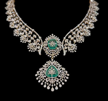 Cocktail diamond necklace 925 silver jewelry 22k gold plated - SHABURIS