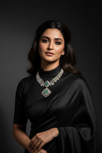 Cocktail diamond necklace 925 silver jewelry 22k gold plated - SHABURIS