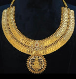 Double line kasu necklace wedding jewelry silver necklace 925 silver with 22k gold plated - SHABURIS