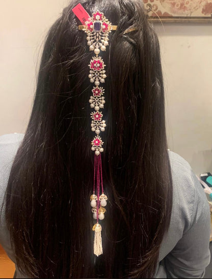 Silver jada wedding jewelry silver hair accessories 925 silver with 22k gold plated - SHABURIS