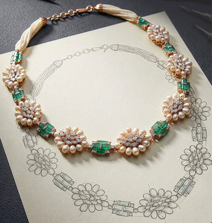 Diamond necklace wedding jewelry silver necklace 925 silver with 22k gold plated - SHABURIS