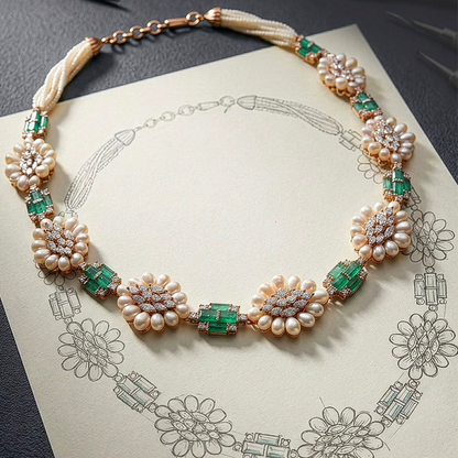 Diamond necklace wedding jewelry silver necklace 925 silver with 22k gold plated - SHABURIS