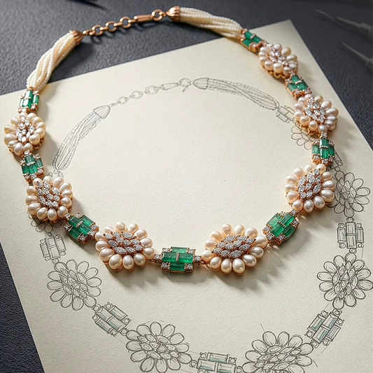 Diamond necklace wedding jewelry silver necklace 925 silver with 22k gold plated - SHABURIS