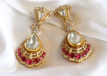 Polki necklace 925 silver jewelry 22k gold plated - SHABURIS