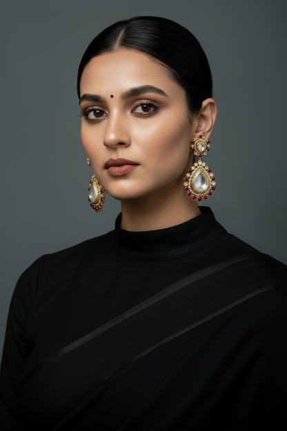 Polki necklace 925 silver jewelry 22k gold plated - SHABURIS