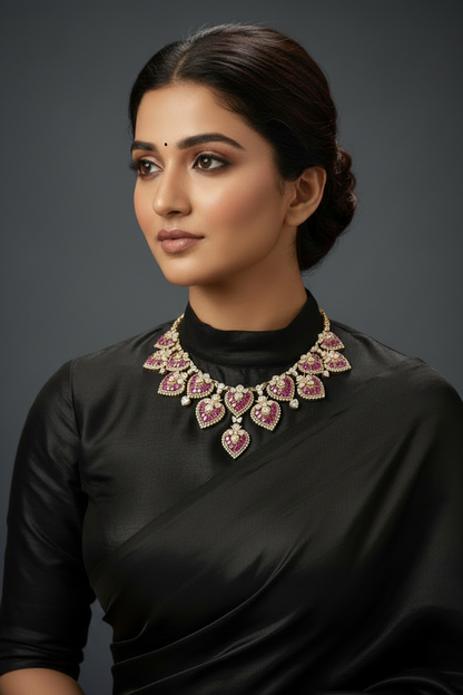 Statement Polki necklace 925 silver jewelry 22k gold plated - SHABURIS