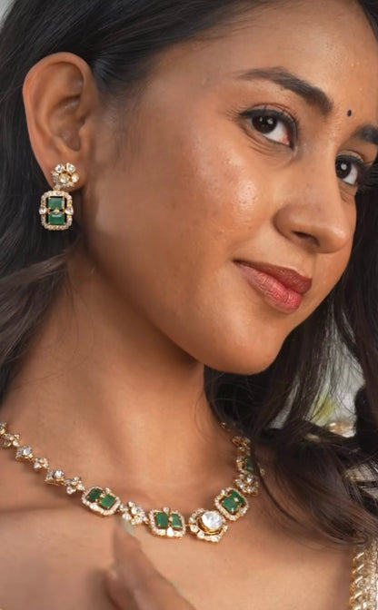 Polki Necklace Diamond Necklace Cocktail Necklace Cocktail Jewelry Cocktail Earrings 925 silver jewelry- SHABURIS