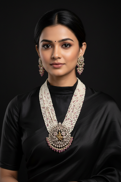 Polki necklace 925 silver jewelry 22k gold plated - SHABURIS