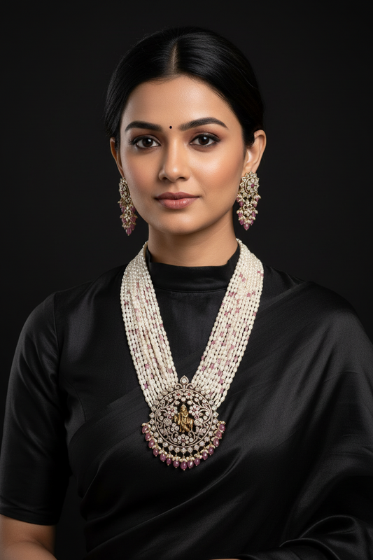 Polki necklace 925 silver jewelry 22k gold plated - SHABURIS