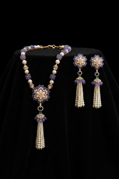 Tassel necklace 925 silver jewelry 22k gold plated - SHABURIS