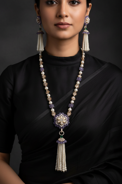 Tassel necklace 925 silver jewelry 22k gold plated - SHABURIS