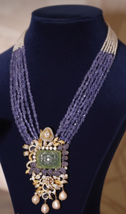 Tanzanite necklace 925 silver jewelry 22k gold plated - SHABURIS