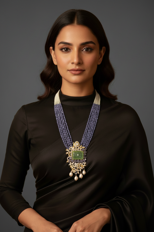 Tanzanite necklace 925 silver jewelry 22k gold plated - SHABURIS